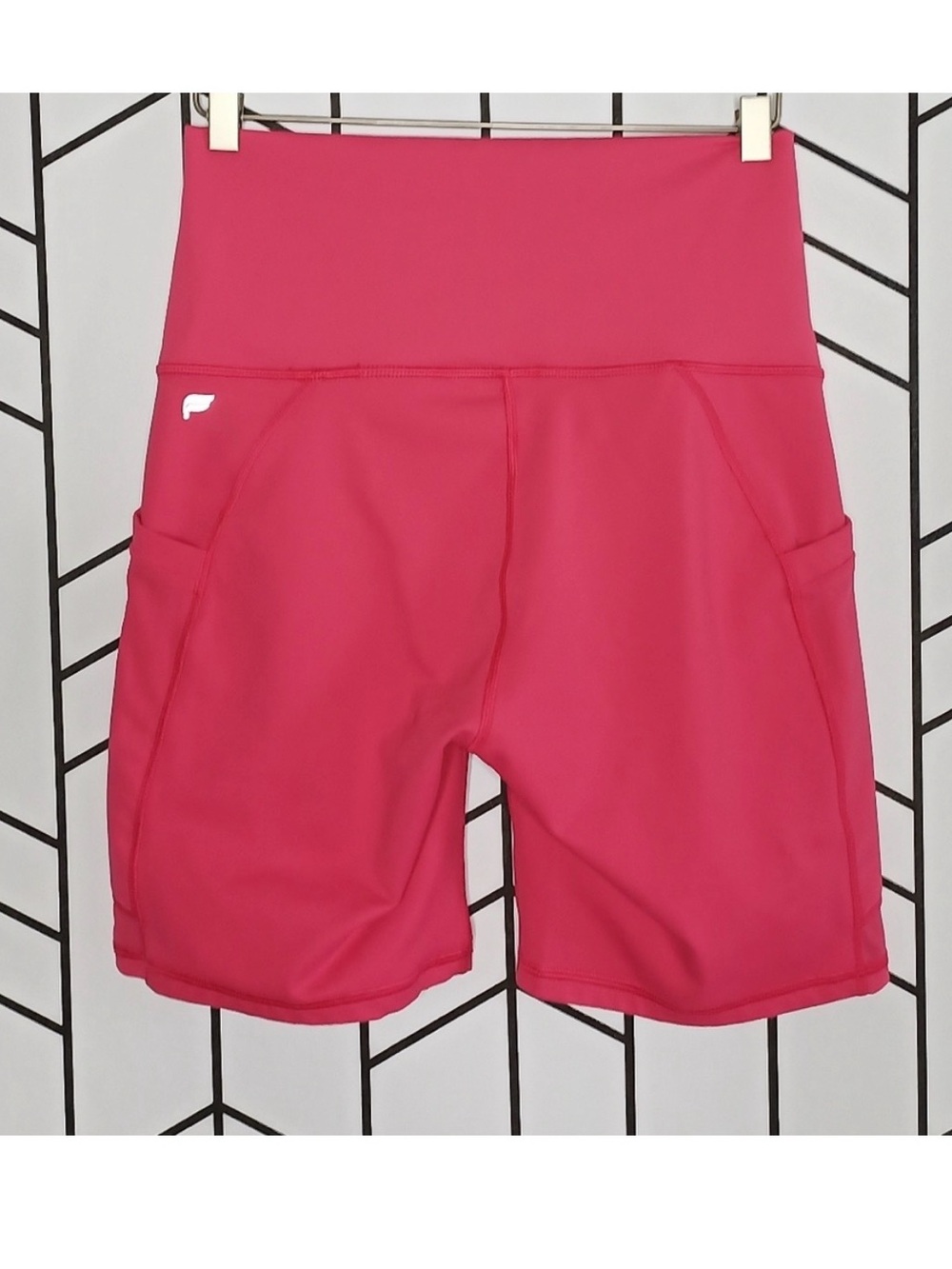 Fabletics Hot Pink High-Rise Bike Shorts with Side Pockets
